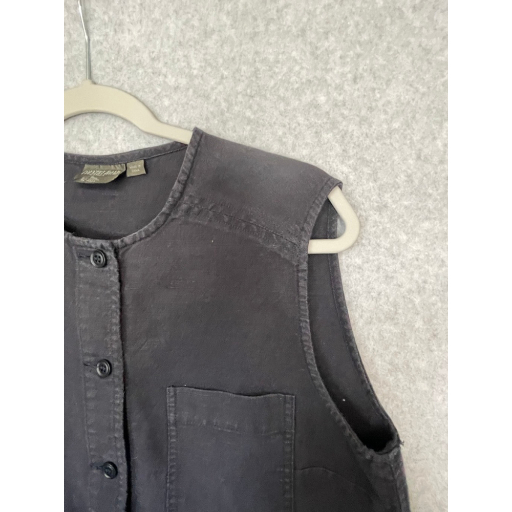 Country Road Australia Linen Blend Sleeveless Button Front Top navy Size L Casua - Picture 9 of 10